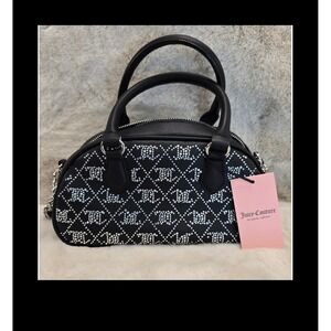 Juicy Couture Rhinestone Logo Black‎ Dome Satchel Bag NWT Chain Crossbody Purse
